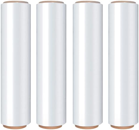 18in Stretch Wrap Roll, Heavy Duty 1500ft Shrink Wrap, Pallet Wrap 4 Pack by Elxrict