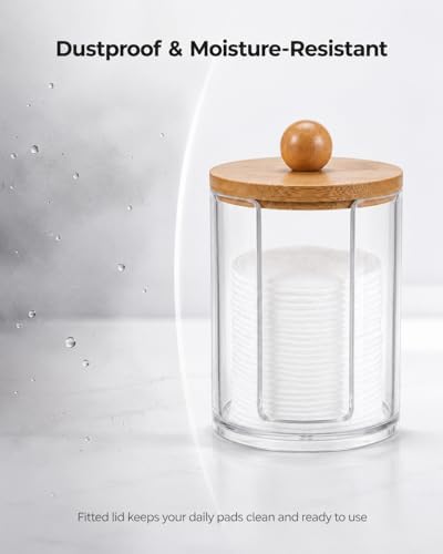 Cotton Round Holder with Bamboo Lid, 10oz Cotton Pad Dispenser - Image 6