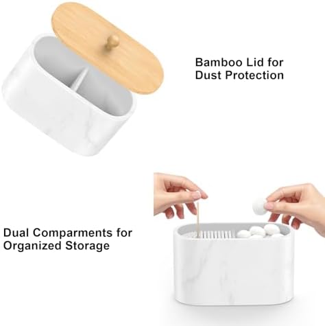 Cotton Swab Holder, 2 Compartments Round Cotton Pads Balls Qtips Holder - Image 6
