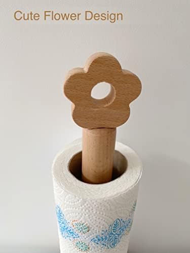 Paper Towel Holder, Wooden Kitchen Roll Stand Organizer Free Standing, - Image 6