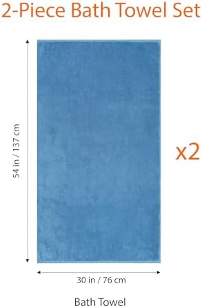 Amazon Basics 2-Piece Quick-Dry Oversize Bath Towel, 100% Cotton, Lake Blue - Image 6