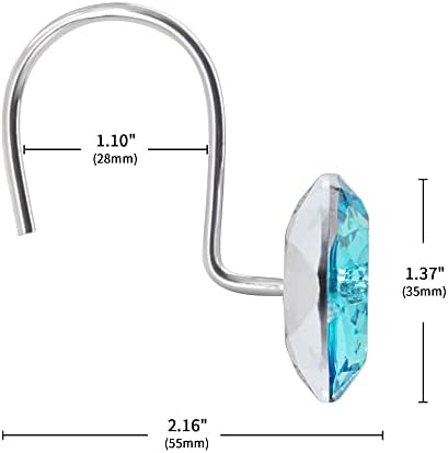 Aqua Diamond Crystal Bling Shower Curtain Hooks Rings - Image 5