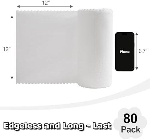 80 Pack Microfiber Cleaning Cloth Roll White Reusable Paper Towels 12"x12" Tear - Image 2