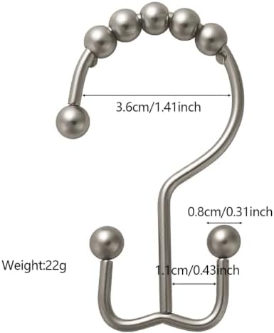 J&V TEXTILES Shower Curtain Hooks Rings, Rust Resistant Metal Double Glide - Image 3