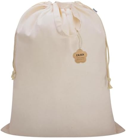 Cotton Canvas Laundry Bag with Handles & Drawstring, XL 33"Wx 35"H by CALACH