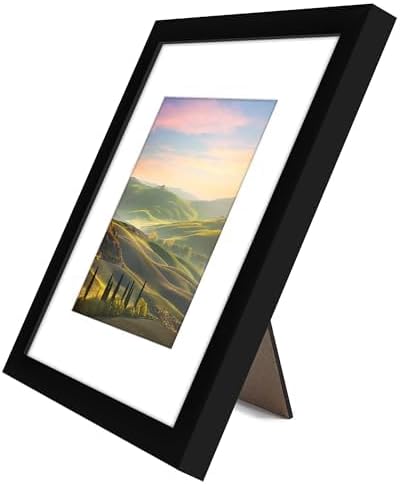Americanflat 9x9 Picture Frame with Shatter-Resistant Glass - Use as 6x6 Frame with Mat or Display 9x9 Photo Without Mat - Signature Collection - Square Frames for Tabletop and Wall Display - Black
