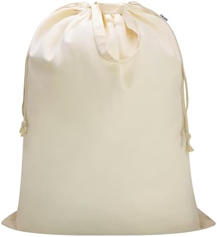 Canvas Laundry Bag 33"Wx 35"H, Extra Large Heavy Duty Hamper Liner, XL Beige by CALACH