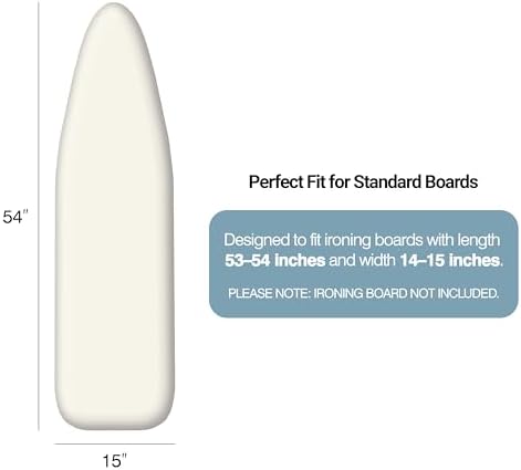 UniSimp Ironing Board Cover and Pad 15"x54" Extra Thick Natural Cotton - Image 2