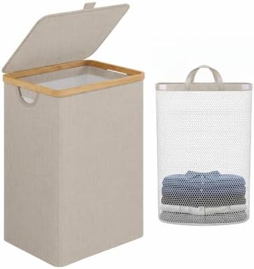 IEGrow Laundry Hamper with Lid, 85L Laundry Basket with Mesh Bags by iEGrow