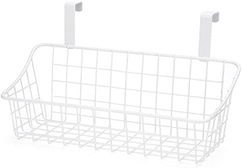 LeleCAT White Basket with hook Grid Storage Basket, Hang it behind a door or on - Image 6