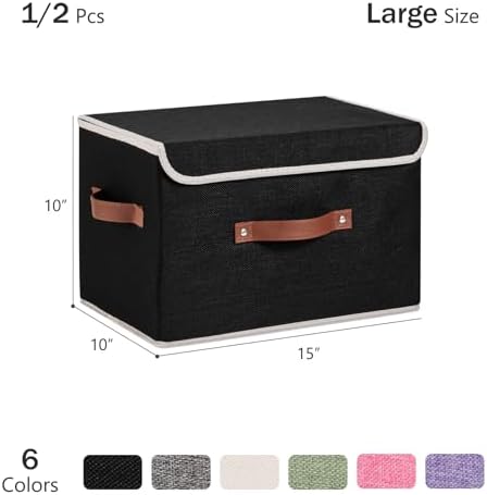 2PCS Storage Bins Boxes with Lids Decorative Fabric Baskets - Image 3