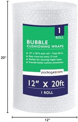 12 inch x 20 ft Bubble Cushioning Wrap, Perforated Every 12" Protective Packing - Image 6