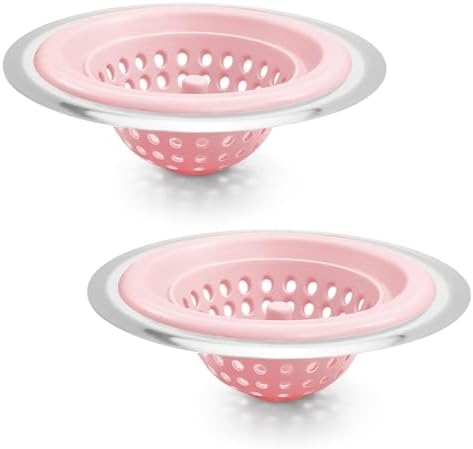 Silicone Strainer for Kitchen Sink, 2 Pack, Stainless Steel Reinforced by TEVLAUXO