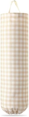 Gingham Plastic Bag Holder for Grocery Bag, Milkshake Tan by Unknown