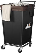 160L Laundry Hamper with Wheels and Handle, 2-Section Rolling Hamper by Wawocs