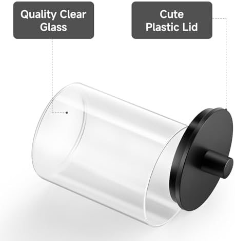 TIPGO Glass Qtip Holder Dispenser - 10 oz Clear Canister Apothecary Jar - Image 4
