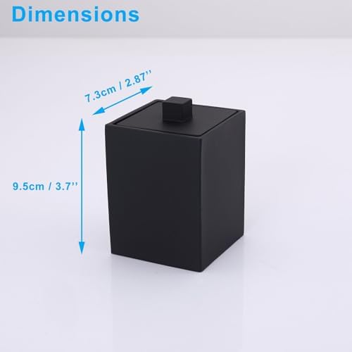 Square Cotton Swab Holder with Lid, Matte Black Qtip Holder Bathroom - Image 6