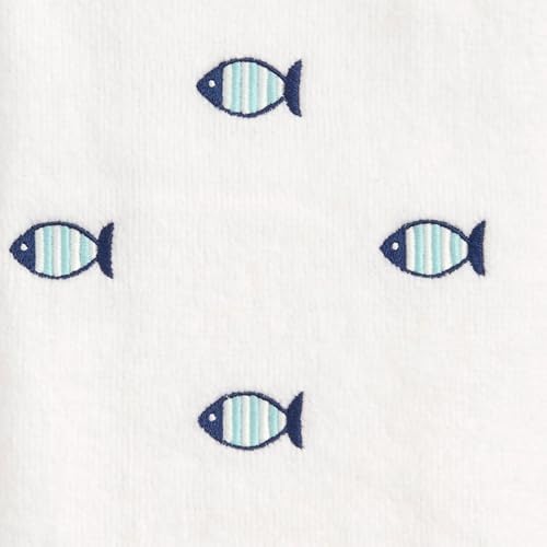 Ritz 2-Piece Cotton Velour Bathroom Hand Towel Set, Embroidered Allover Fish - Image 2