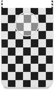 Checkered Black and White Hanging Laundry Hamper Door Hampers Bag Basket by Tatenale