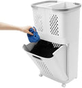 2 Tier Rolling Laundry Hamper Sorter, Portable Plastic Laundry Hamper Basket by Unknown