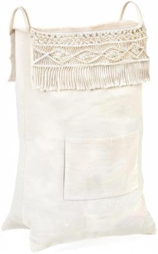 Mkono Macrame Over The Door Laundry Hamper, Hanging Laundry Bag - Image 6
