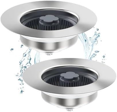 2 Pack Sink Drain Strainer, 3 in 1 Kitchen Sink Stopper by CFGVBE