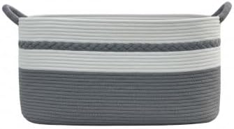 Large laundry basket woven from natural cotton rope by Unknown