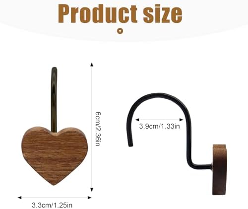 Shower Curtain Hooks, Wood Decorative Shower Curtain Rings, Modern Round Log - Image 3