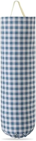 Gingham Plastic Bag Holder for Grocery Bag, Dusty Blue by Unknown