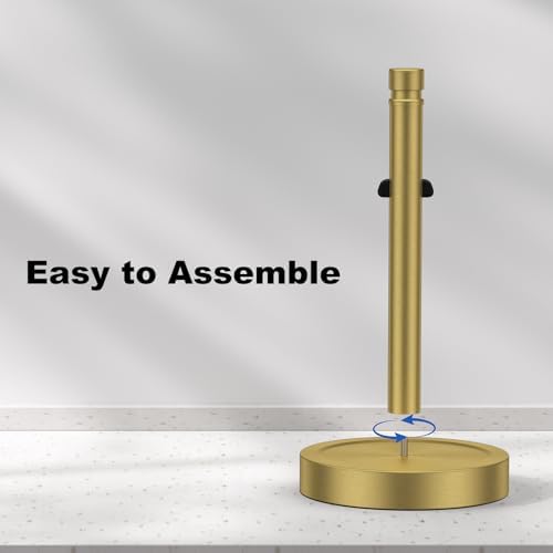Brass Paper Towel Holder Countertop, One-Handed Tear, Stainless Steel, Weighted - Image 6