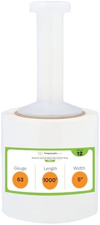 PSBM Mini Stretch Wrap with Plastic Handle, 12 Rolls 5 Inch x 1000 Feet 63 - Image 3
