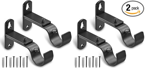 Adjustable Curtain Rod Brackets, Metal Window Drapery Rod Hanger Holders Hooks by AMZSEVEN