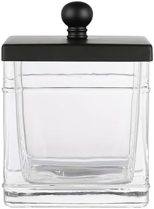 Clear Transparent Hotel Style Apothecary Tempered Glass Canister Jar W/ Matte by IndecorHome