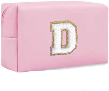 Initial Makeup Bag for Women Gifts, PU Leather Cosmetic Pouch by SxoSyo