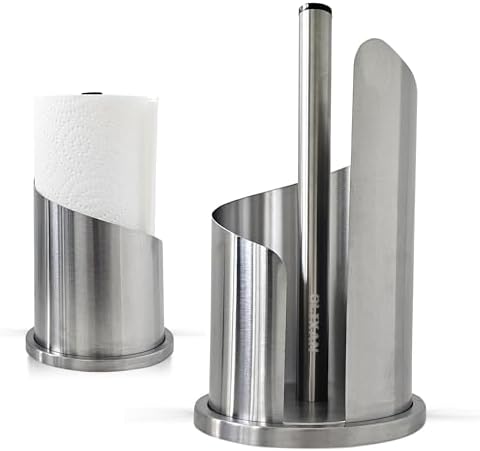 Stainless Steel Paper Towel Holder Countertop, Modern Covered Design, Weighted by OLIXAN
