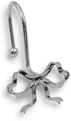 Silver Bow Shower Curtain Hooks, 12 Pack Coquette Bathroom Decor, Decorative by Unknown