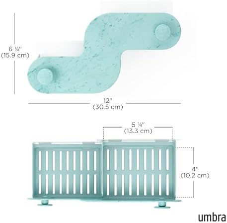 Umbra Nami Shower Caddy, Adhesive No Drill Bathroom, Ocean Blue - Image 3