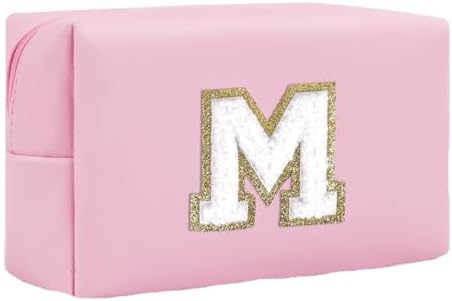 Initial Makeup Bag for Women Gifts, PU Leather Cosmetic Pouch by SxoSyo