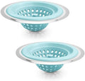 Silicone Strainer for Kitchen Sink, 2 Pack, Stainless Steel Reinforced by TEVLAUXO