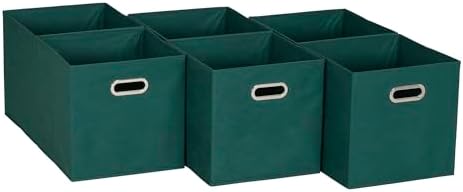 Household Essentials 6 ct Open Fabric Cube Storage Bins, Forest Green by HouseholdEssentials