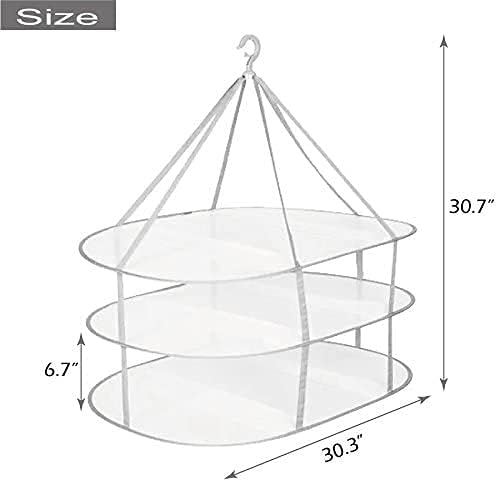 Looca 3-Tier Folded Mesh Clothes Hanging Dryer Sweater Drying Rack 30.3" L * - Image 3