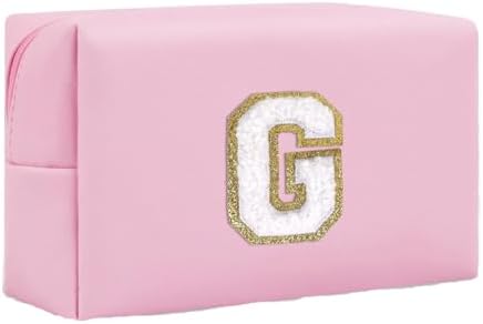 Initial Makeup Bag for Women Gifts, PU Leather Cosmetic Pouch by SxoSyo