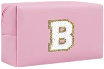 Initial Makeup Bag for Women Gifts, PU Leather Cosmetic Pouch by SxoSyo