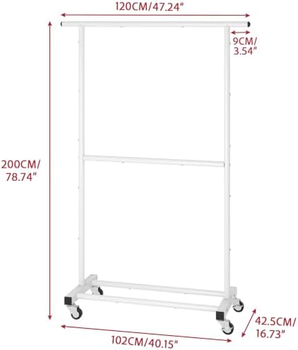 Sywhitta Double Rod Metal Clothing Garment Rack on Wheels - Image 4