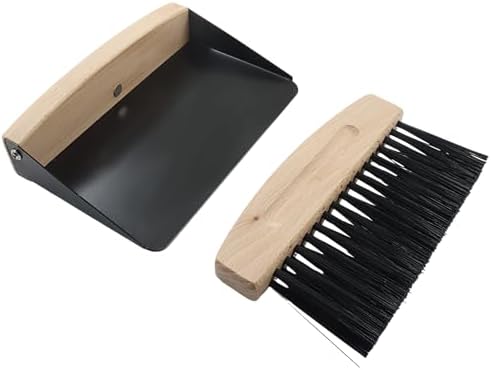 Hordion Small Dust Pan and Brush Set, Mini Hand Whisk Broom & Dustpan Black by Hordion