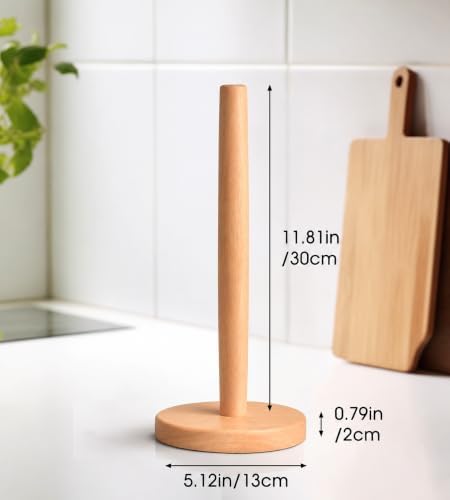 Wooden Paper Towel Holder for Countertop, Solid Beech Wood Stand - Image 4
