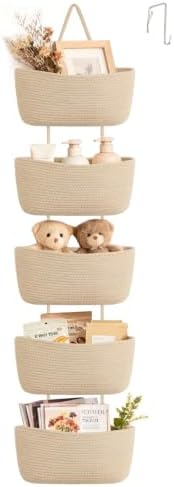 Dahey Over The Door Hanging Basket Storage 5-Tier Woven Wall Basket by Dahey