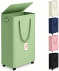 Slim Laundry Hamper with Wheels, 20 Gal Rolling Laundry Basket with lid and by Vincona