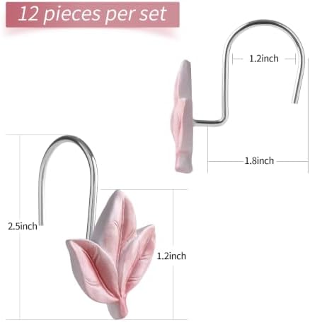 Pink Plant Leaf Shower Curtain Hooks, Eucalyptus Bathroom Decor - Image 6