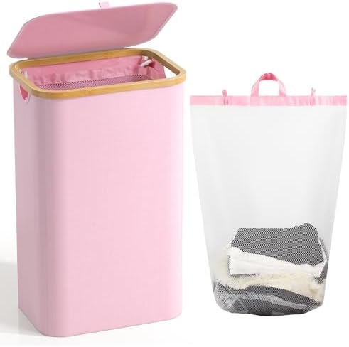 Bathola Laundry Hamper with Lid, Laundry Basket with Removable Bag by Bathola